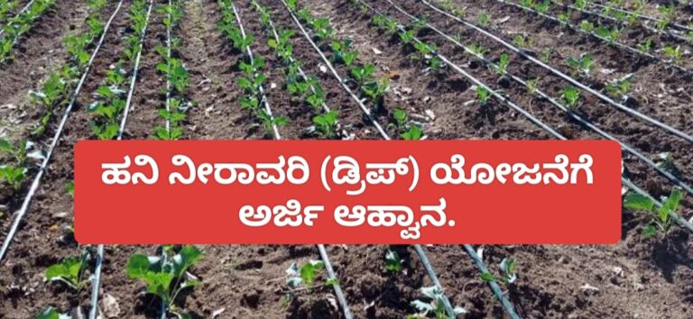 ಹನಿ ನೀರಾವರಿ (ಡ್ರಿಪ್) ಯೋಜನೆಗೆ ಅರ್ಜಿ ಆಹ್ವಾನ.
