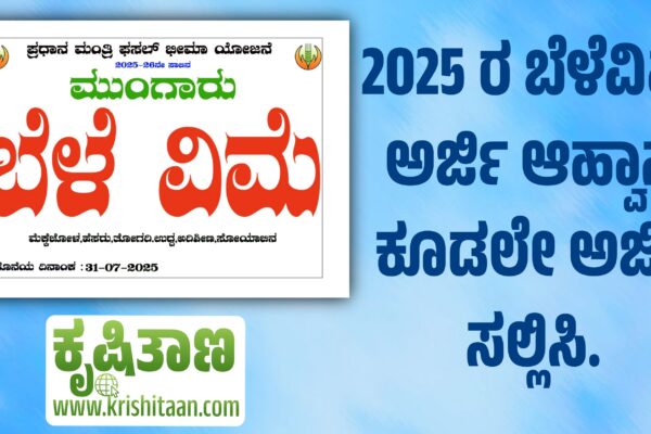 2025 ರ ಬೆಳೆವಿಮೆ ಅರ್ಜಿ ಆಹ್ವಾನ ಕೂಡಲೇ ಅರ್ಜಿ ಸಲ್ಲಿಸಿ